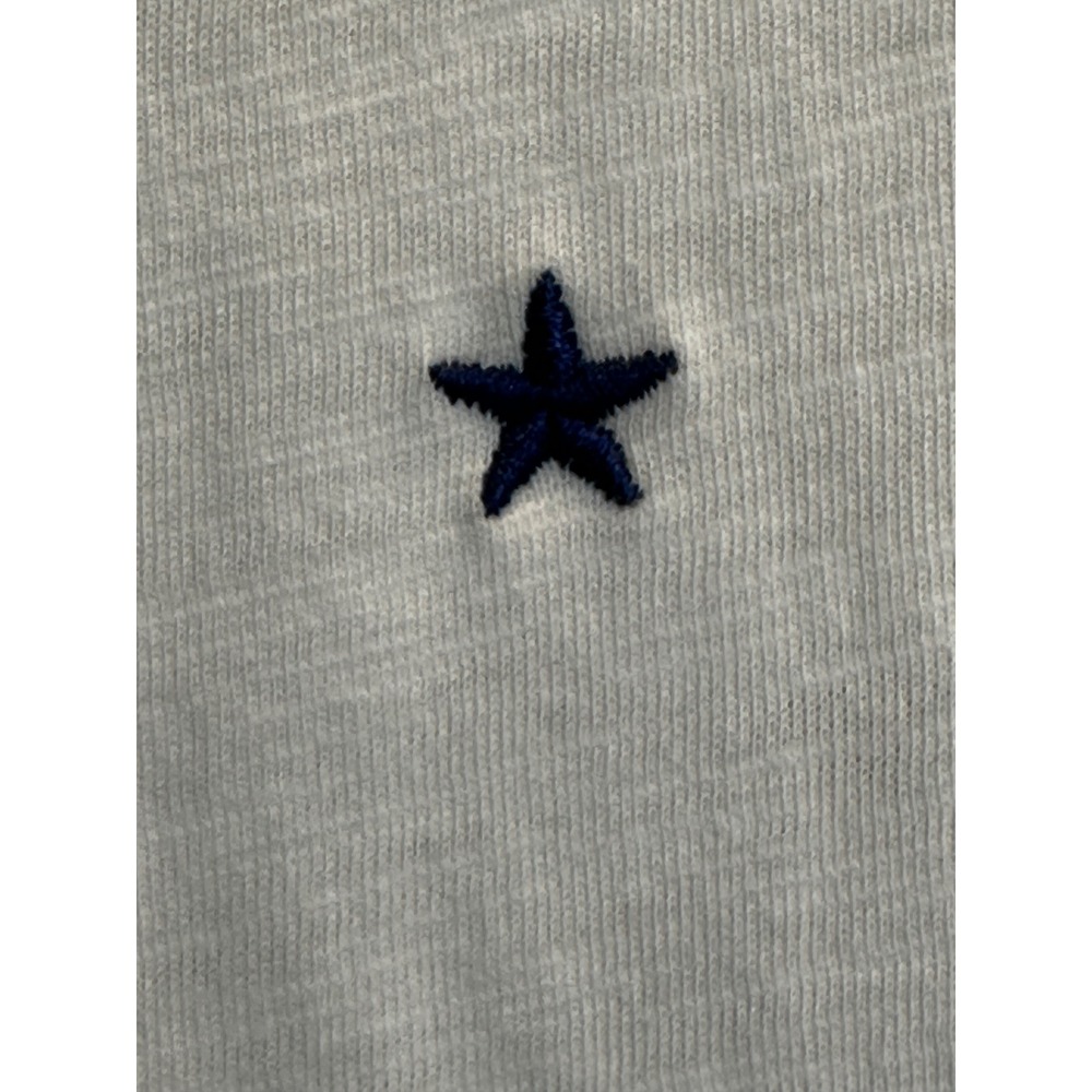Cynthia Rowley White Navy Embroidered Star V-Neck Cotton Slub T-Shirt XL - Picture 7 of 7